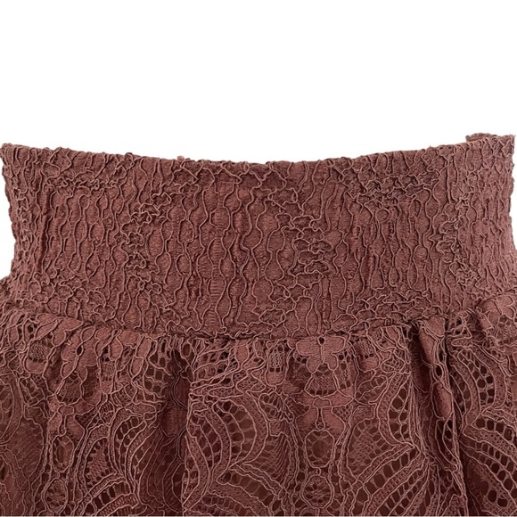 H&M Size 2 Rust Brown Tiered Lace Boho Western Maxi Skirt NWT Cottagecore - Picture 4 of 8